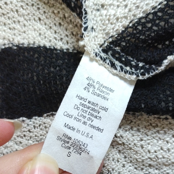 Bobeau Black and Cream Striped Cardigan - Picture 9 of 16